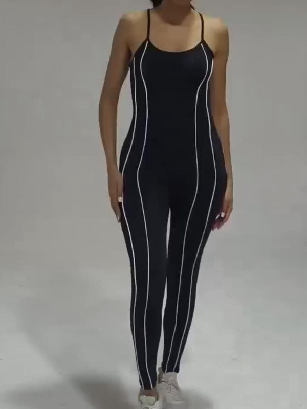 BUYCO Female Contrast Color Stripes Skinny Jumpsuit