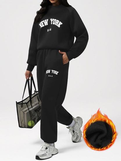 BUYCO Feamle Letters Print  Fleece Hoodie
