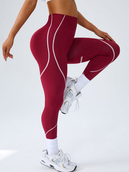 BUYCO FemaleContrast Color Stripes Ruched Back Leggings