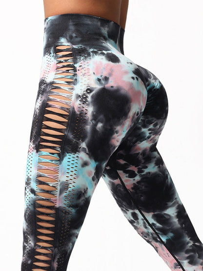 BUYCO Female Modern Tie-dye Hollow Out Modern Fit Leggings
