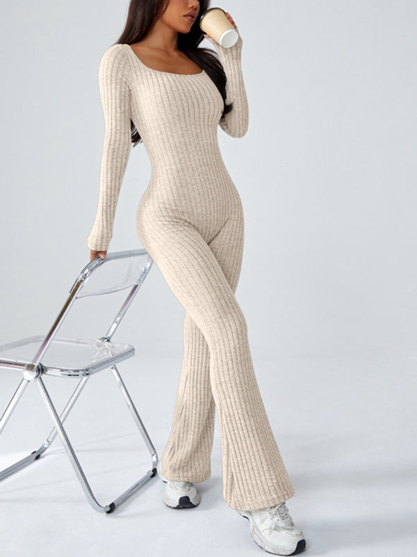 BUYCO Female Ribbed Flare Jumpsuit