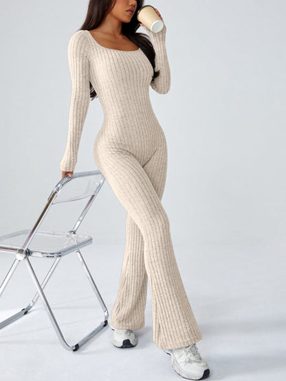 BUYCO Female Ribbed Flare Jumpsuit