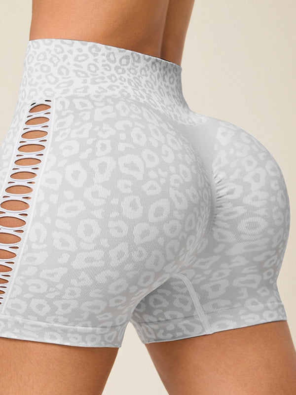 BUYCO Female Leopard Print Hollow Out Modern Fit Shorts
