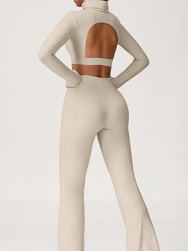BUYCO Female Backless Stand Collar Flare Tracksuit