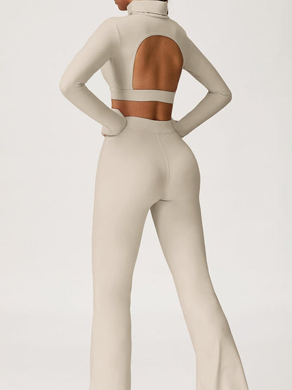 BUYCO Female Backless Stand Collar Flare Tracksuit