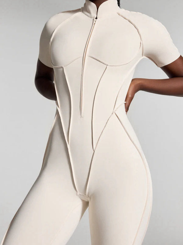 BUYCO Female Fitted Backless Zipper Ruched Back Jumpsuit