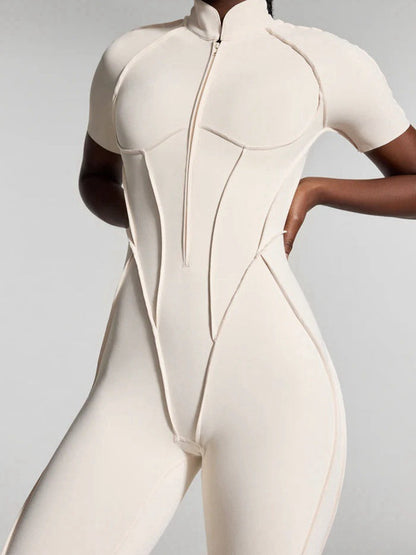 BUYCO Female Fitted Backless Zipper Ruched Back Jumpsuit