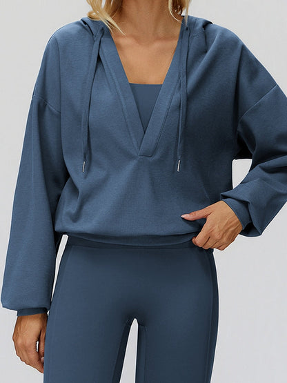 BUYCO Feamle V Collar Fleece Hoodie