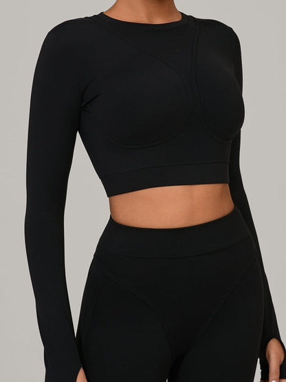 BUYCO Female Gather-breasts Thumbhole Long Sleeves