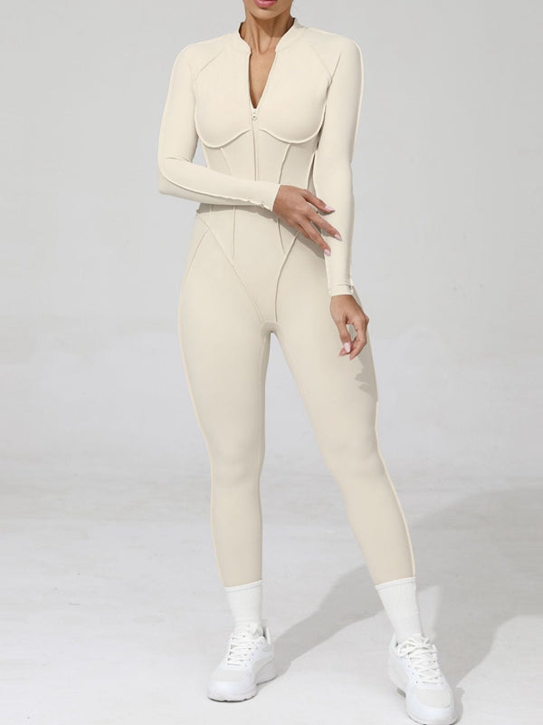 BUYCO Female Fitted Backless Zipper Ruched Back Jumpsuit
