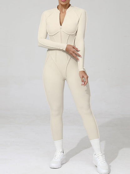 BUYCO Female Fitted Backless Zipper Ruched Back Jumpsuit
