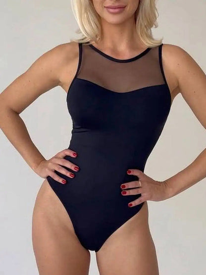 BUYCO Female Fitted Mesh Backless Beach One Piece
