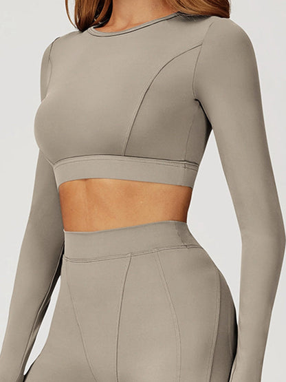 BUYCO Female Round Collar Cropped Long Sleeves