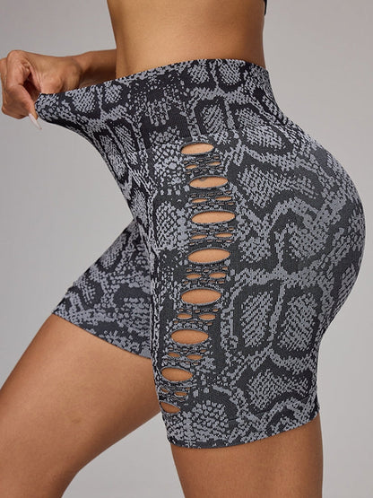 BUYCO Female Snake Print Cutout Modern Fit Shorts