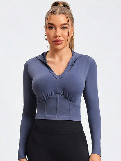 BUYCO Female Corset With Hat Cropped Hoodie