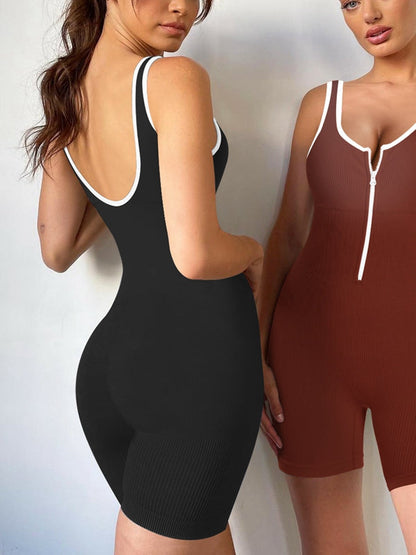 BUYCO Female Ribbed Zipper Romper