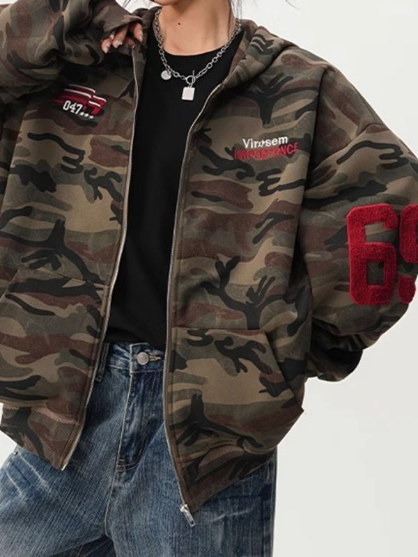 BUYCO Feamle Pocket Camouflage Hoodie