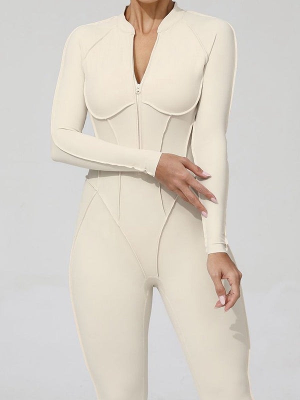 BUYCO Female Fitted Backless Zipper Ruched Back Jumpsuit