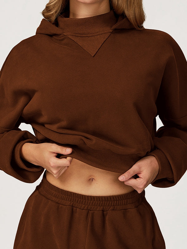 BUYCO Female Cropped With Hat Casual Hoodie