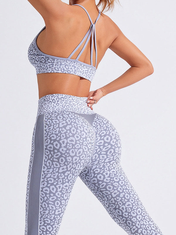 BUYCO Female Leopard Print Cross Back Tracksuit
