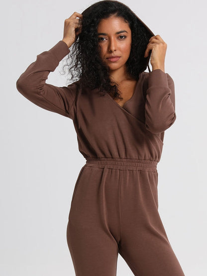 BUYCO Female Fitted Pocket Zipper With Hat Casual Jumpsuit