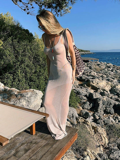 BUYCO Female Fitted Mesh Backless Cover-up Without Bikini
