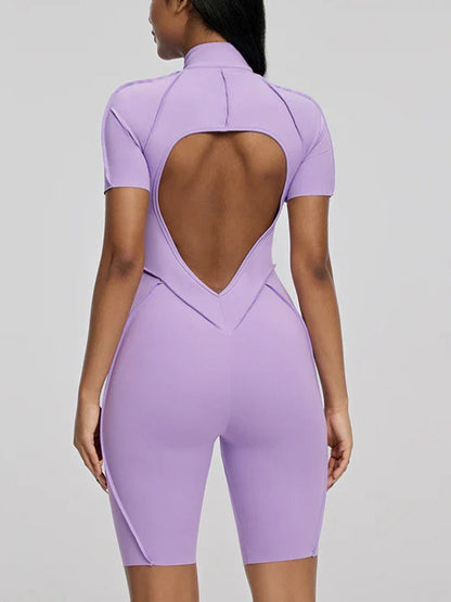 BUYCO Female Fitted Backless Zipper Ruched Back Jumpsuit