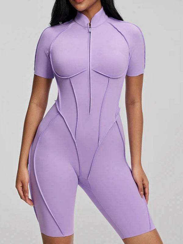 BUYCO Female Fitted Backless Zipper Ruched Back Jumpsuit