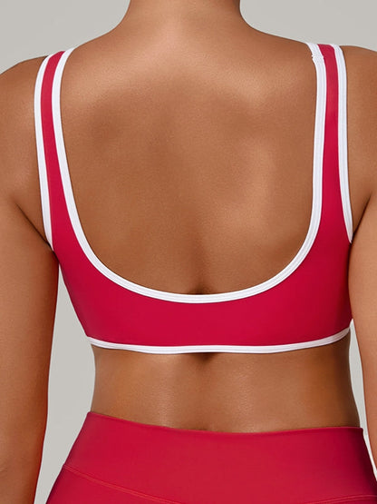 BUYCO Female Contrast Color Stripe Herat-shape Collar Tank