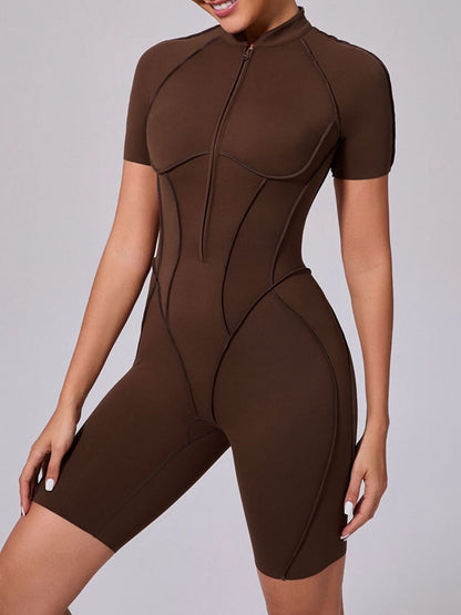 BUYCO Female Fitted Backless Zipper Ruched Back Jumpsuit