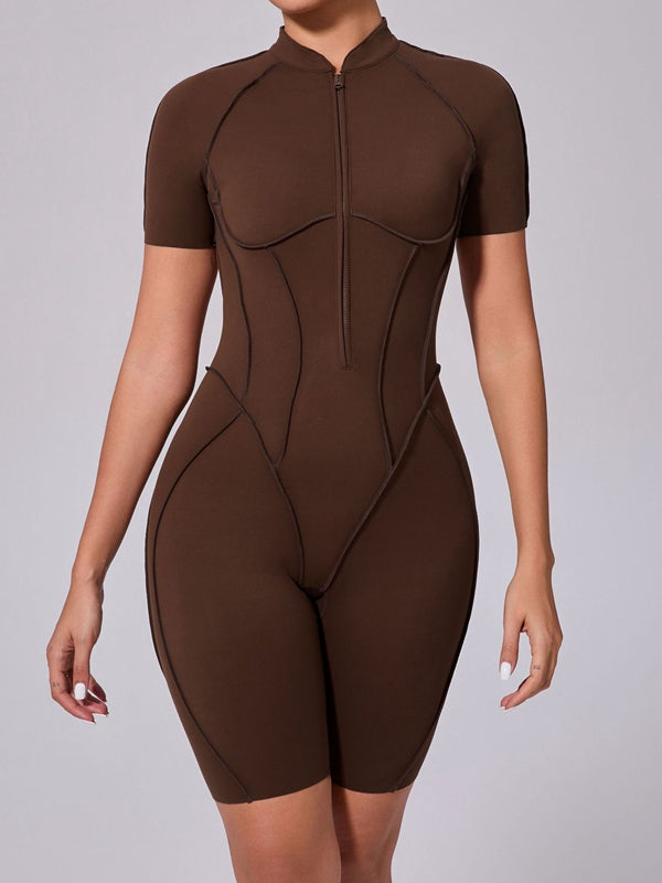 BUYCO Female Fitted Backless Zipper Ruched Back Jumpsuit