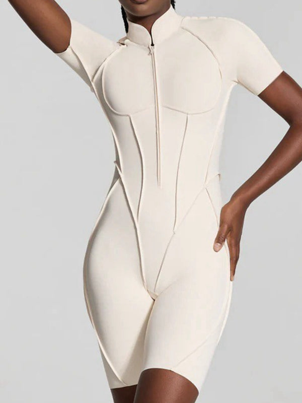 BUYCO Female Fitted Backless Zipper Ruched Back Jumpsuit