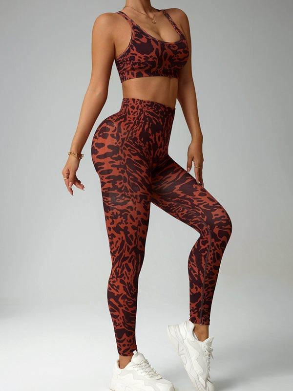 BUYCO Female Leopard Print Cross Back Tracksuit