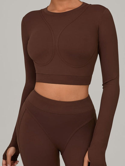 BUYCO Female Gather-breasts Thumbhole Long Sleeves