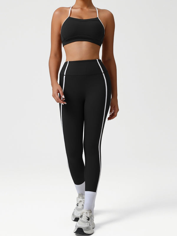 BUYCO Female Contrast Color Stripes Cross Back Tracksuit