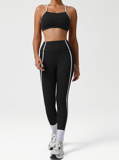 BUYCO Female Contrast Color Stripes Cross Back Tracksuit