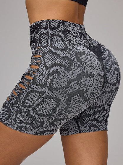 BUYCO Female Snake Print Cutout Modern Fit Shorts
