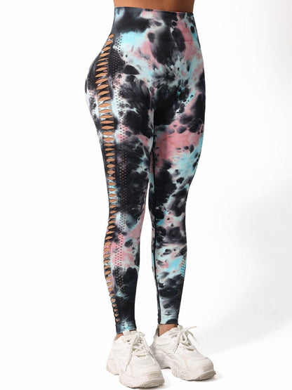 BUYCO Female Modern Tie-dye Hollow Out Modern Fit Leggings