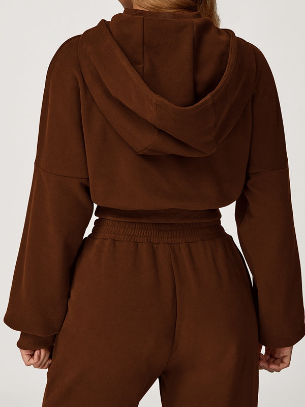 BUYCO Female Cropped With Hat Casual Hoodie