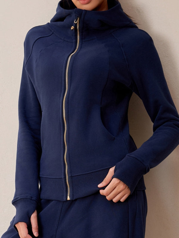 BUYCO Female Pocket Zipper With Hat Jacket
