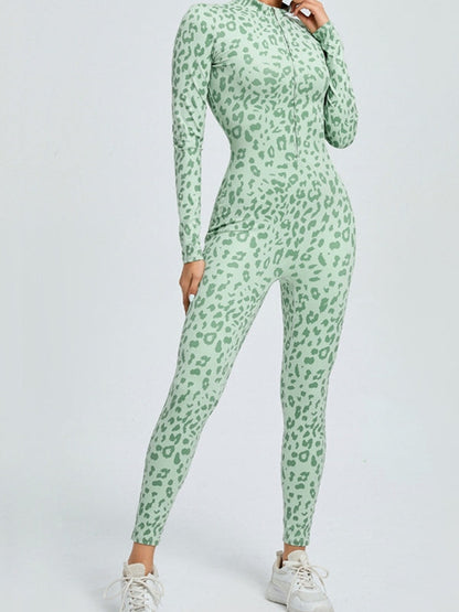 BUYCO Female Leopard Print Zipper Jumpsuit