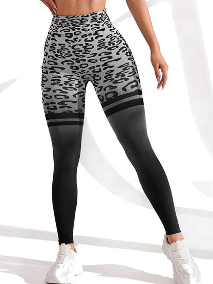 BUYCO Female Leopard Print Ombre High-rise Leggings