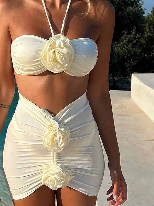 BUYCO Female Flower 3-Pieces Bikini Set