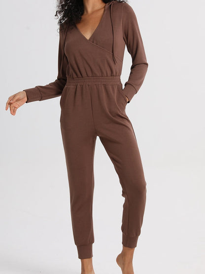 BUYCO Female Fitted Pocket Zipper With Hat Casual Jumpsuit