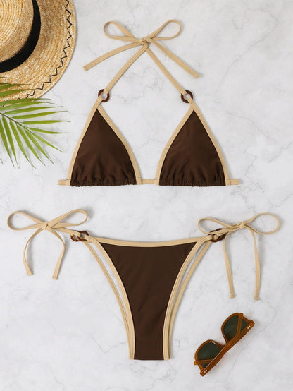 BUYCO Female Fitted Contrast Color Bikini Set