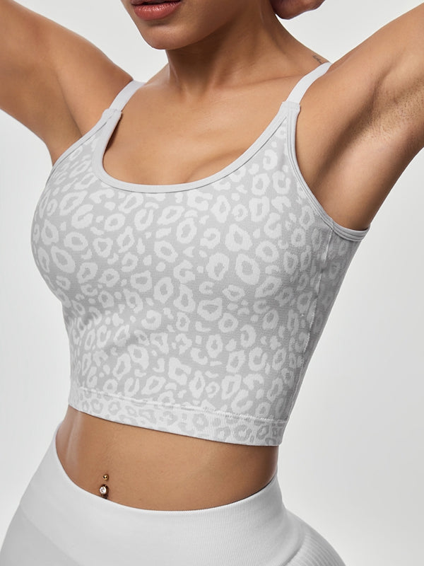 BUYCO Female Backless Leopard Print Sports Bras