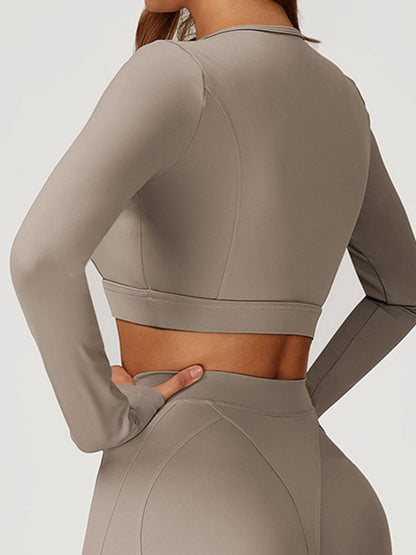BUYCO Female Round Collar Cropped Long Sleeves