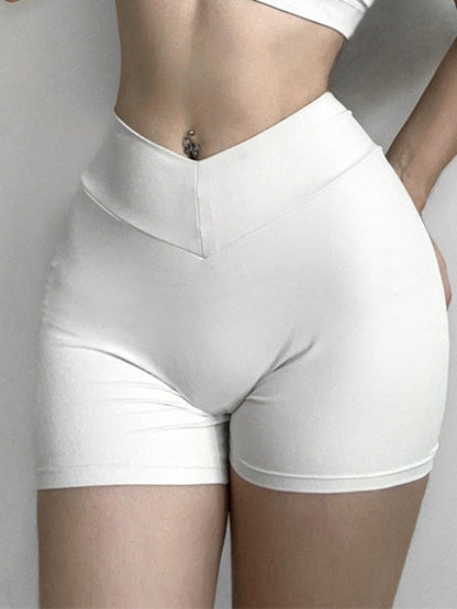 BUYCO Female Fitted V-shape Waist Deep V Back Pocket Ruched Back Shorts