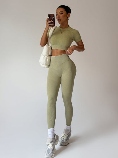 BUYCO Female Ribbed Ruched Back High-waisted Tracksuit