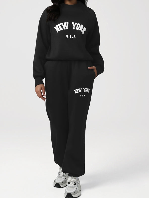 BUYCO Feamle Letters Print  Fleece Hoodie